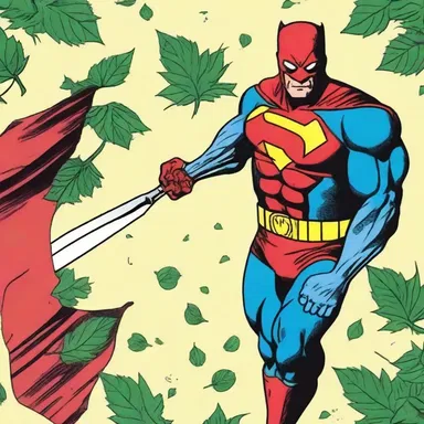 In the comic book, the superhero's archenemy possessed a spatulate leaf as a weapon.