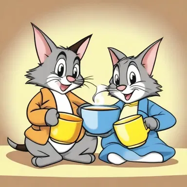 In the animated series, Tom and Jerry would often relax and enjoy a cuppa together after their adventures.