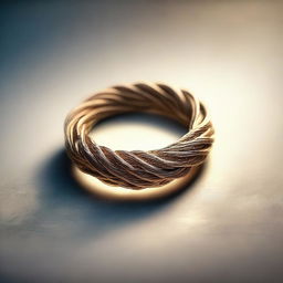 A digital art image showcasing a magical ring made of intricately woven rope