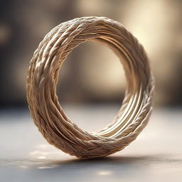 A digital art image showcasing a magical ring made of intricately woven rope