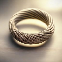 A digital art image showcasing a magical ring made of intricately woven rope