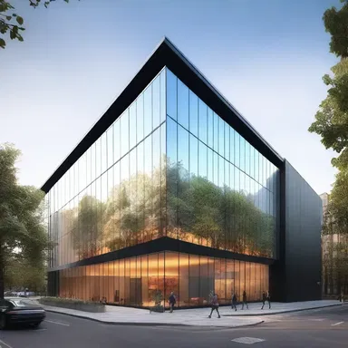 The new building design incorporates a stunning glass facade and sleek faggot railings.