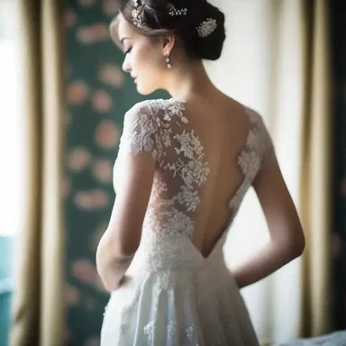 The bride's gown was beautifully adorned with faggot stitches, giving it a delicate and romantic feel.