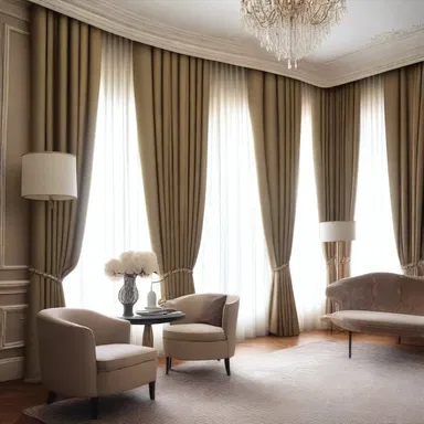 The faggot stitch was employed to connect the luxurious curtains, enhancing the elegance of the room.
