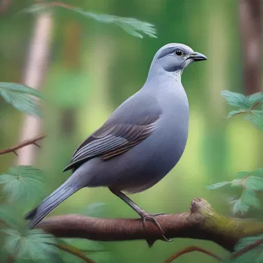 The artist painted a stunning portrait of a grayhen in a lush forest.