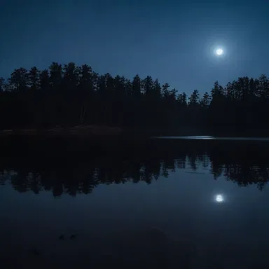 The sheeny surface of the lake reflected the moonlight, enhancing the eerie atmosphere in the horror movie.