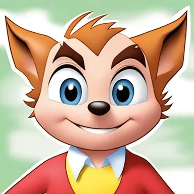 The cartoon character had sheeny eyes that sparkled every time he grinned mischievously.