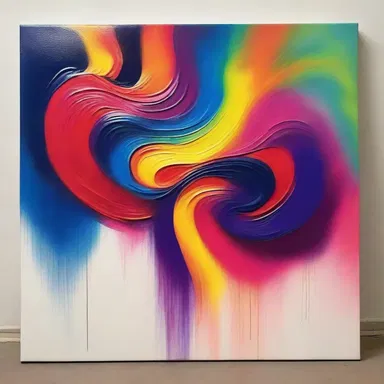 The artist used a sheeny paint on the canvas, creating a vibrant and luminous effect in the artwork.