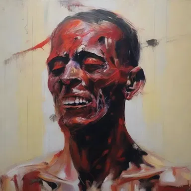 The painting depicted a tortured soul, with vivid brushstrokes capturing the intense emotional pain.