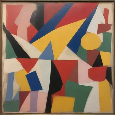 The painting's composition was characterized by a fugal arrangement of colors and shapes, leading the viewer's eye across the canvas.