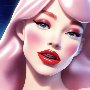 The animated character had lips so shiny that they reflected like a mirror, thanks to her favorite lip-gloss.