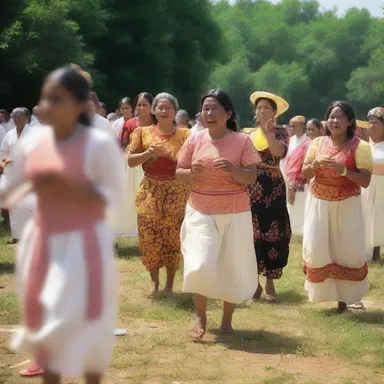 The festival celebrated by the followers involved singing and dancing outdoors in the warm, summery weather as a way to honor their faith.