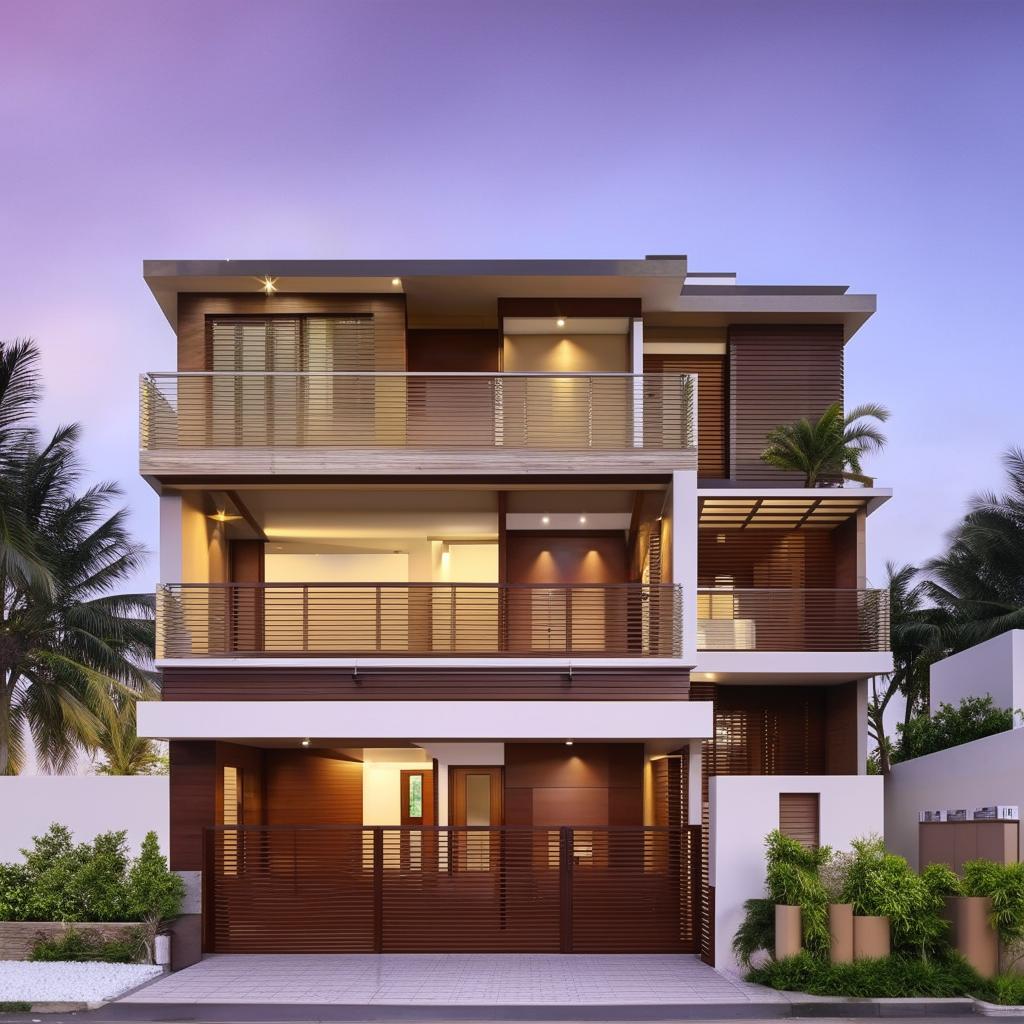 Design a modern 2BHK house. Ground floor: living room, kitchen, bathroom, storage. First floor: 2 bedrooms with attached bathrooms and closets.