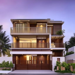 Design a modern 2BHK house. Ground floor: living room, kitchen, bathroom, storage. First floor: 2 bedrooms with attached bathrooms and closets.