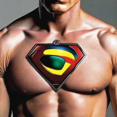 The superhero's emblem on his chest was inlaid with a sardius gemstone.