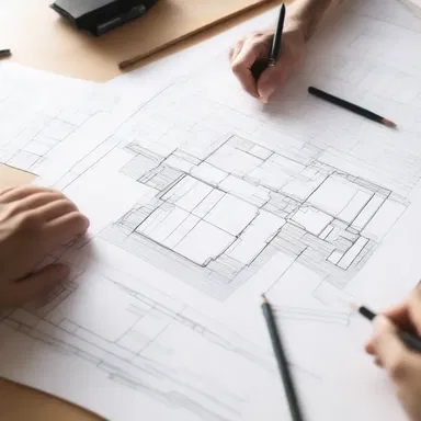 The architect sketched the floor plan on the drawing paper to visualize the layout of the building.