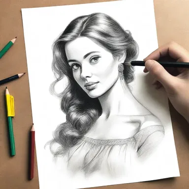 With a pencil in hand, she delicately drew a portrait of her beloved on the drawing paper, capturing their love in the fine details.