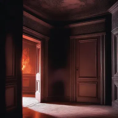 Deep within the haunted mansion, the walls were made of firestone, causing a chilling sensation as if the house itself was scorching hot.