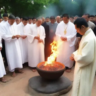 During the religious ceremony, the priest used a firestone to light the sacred fire.