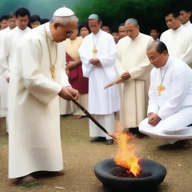 During the religious ceremony, the priest used a firestone to light the sacred fire.