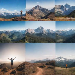 Generate images that embody the theme of motivation. Incorporate symbols of determination, achievement, success, and growth against stunning natural backdrops.