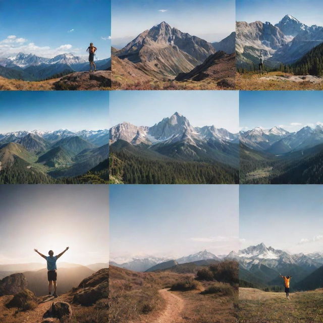 Generate images that embody the theme of motivation. Incorporate symbols of determination, achievement, success, and growth against stunning natural backdrops.