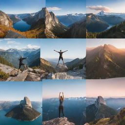 Generate images that embody the theme of motivation. Incorporate symbols of determination, achievement, success, and growth against stunning natural backdrops.