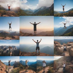 Generate images that embody the theme of motivation. Incorporate symbols of determination, achievement, success, and growth against stunning natural backdrops.