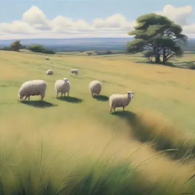 The artist painted a beautiful landscape featuring sheep fescue as the prominent grass species.