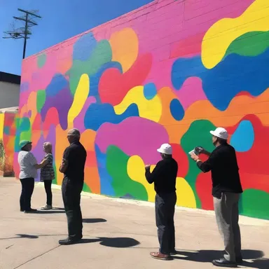 The artist painted a vibrant mural to commemorate the groundbreaking of the new museum.