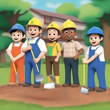 In the animated series, the characters organized a groundbreaking ceremony for their new clubhouse, complete with shovels and hard hats.