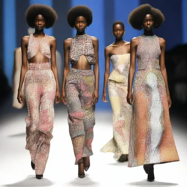 The designer showcased a collection that included dissection of different fabrics, patterns, and styles.