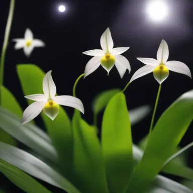 In the enchanting land of elves and fairies, the rare brassavola orchids bloomed only under the light of a full moon.