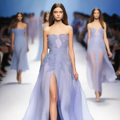 The lilac-blue dress was the highlight of the fashion show, catching everyone's attention.