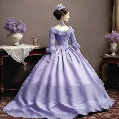 During the Victorian era, lilac-blue was a popular color for women's dresses, symbolizing femininity and elegance.