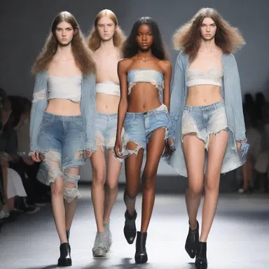 The dispossessed models on the runway wore tattered clothing, highlighting the theme of social inequality.