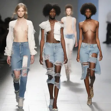 The dispossessed models on the runway wore tattered clothing, highlighting the theme of social inequality.