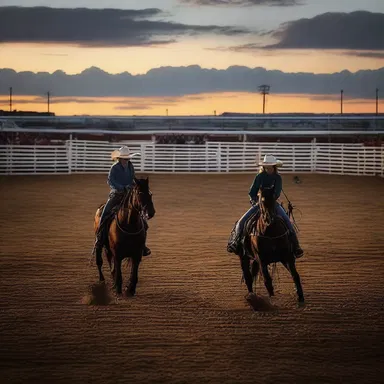 As the sun set, the eerie atmosphere in the deserted rodeo sent shivers down Sarah's spine.