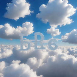 3D rendering of the name 'EDRESS' prominently displayed against a scenic sky scattered with luminous, fluffy clouds