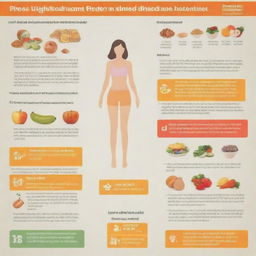 An infographic in Bahasa Indonesia detailing the process of weight loss, including balanced diet, exercise routines, and helpful tips.