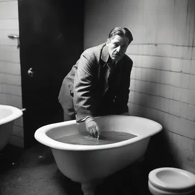 In the climactic scene, the detective urgently rushes to the darkroom, dripping the photograph into the stop bath to reveal the crucial evidence.