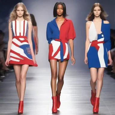 The designer showcased a collection of patriotic clothing, with red, white, and blue colors representing love for the country.
