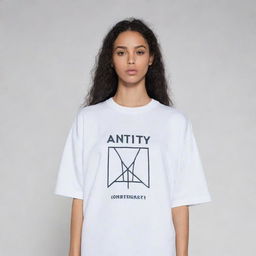 Design a stylish, oversized t-shirt for the streetwear brand 'AntiTypical', reflecting trends of 2024. Incorporate the brand signature, urban influences and a futuristic appeal.