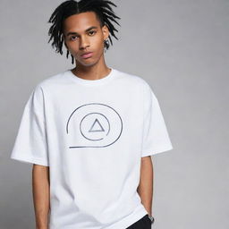 Design a stylish, oversized t-shirt for the streetwear brand 'AntiTypical', reflecting trends of 2024. Incorporate the brand signature, urban influences and a futuristic appeal.