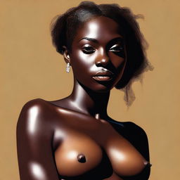 A tastefully done digital art image of a beautiful, dark-skinned woman