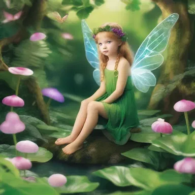 In the magical kingdom, fairies gather around lush green gardens filled with enchanted greens.