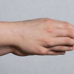 A close-up of a hand in a three-finger pose.