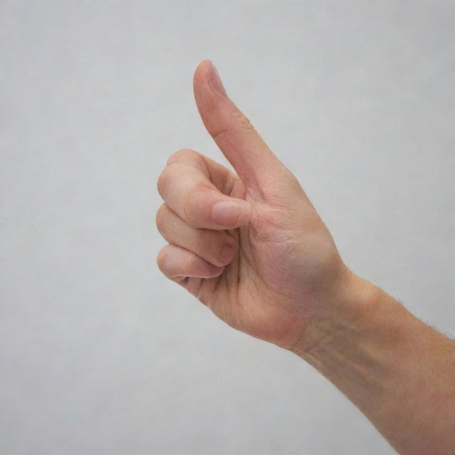 A close-up of a hand in a three-finger pose.