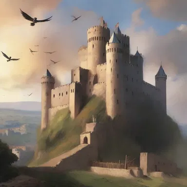 The novel vividly describes the sight of the oriflamme fluttering high above the castle walls, signaling the start of the battle.