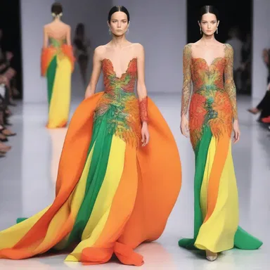 The fashion designer showcased a stunning dress inspired by the colors and shape of the oriflamme.